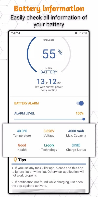 Battery 100 Alarm mod apk