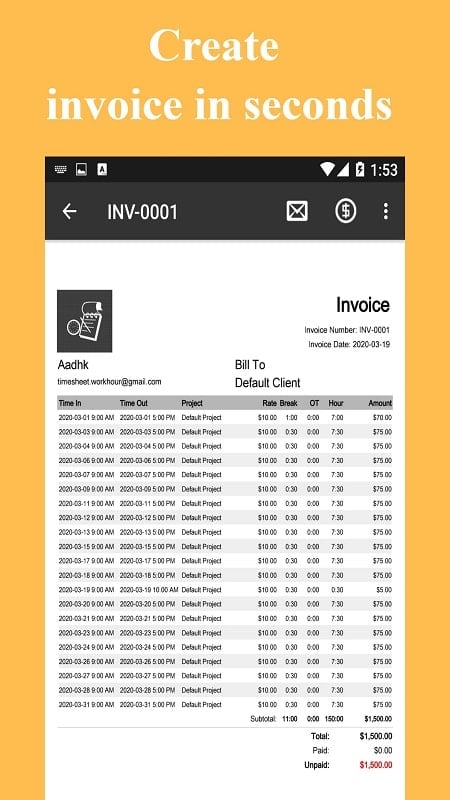 Timesheet Work Hours Tracker mod apk free 