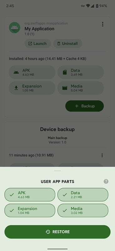 Swift Backup mod android