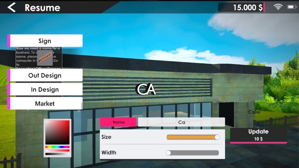 Create your own store in Car For Sale Simulator 2023 MOD APK