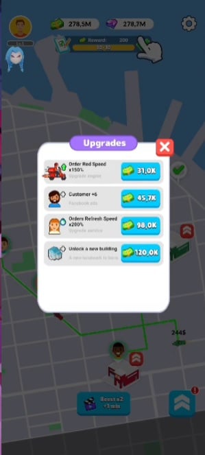 Upgrade and speed up the work process in Delivery tycoon MOD APK