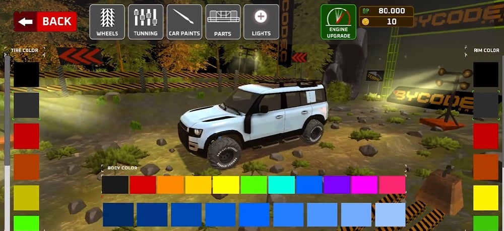 Lựa chọn màu sắc của xe theo sở thích của người chơi trong Project Offroad 3 MOD APK