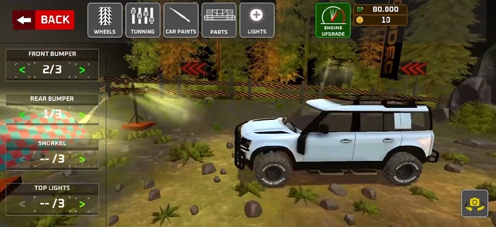 Thay đổi và nâng cấp các linh kiện của xe ô tô trong Project Offroad 3 MOD APK