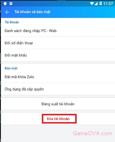 Xóa tài khoản Zalo